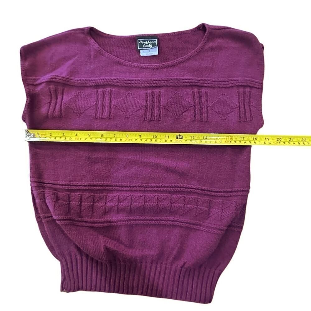 Vintage Southern Lady Cap Sleeve Magenta Crewneck Knit Sweater Vest Size Small - Picture 13 of 15